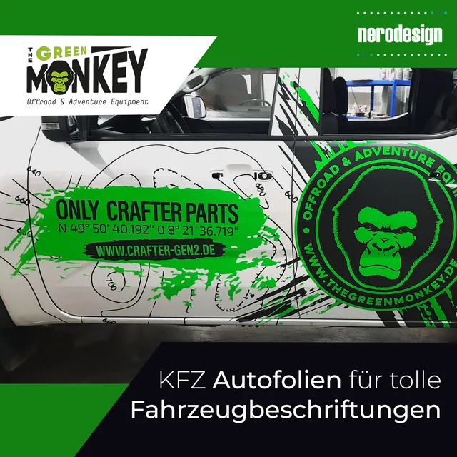 Fahrzeugbeschriftung für THE GREEN MONKEY, umgesetzt von Nerodesign – Ansicht 2