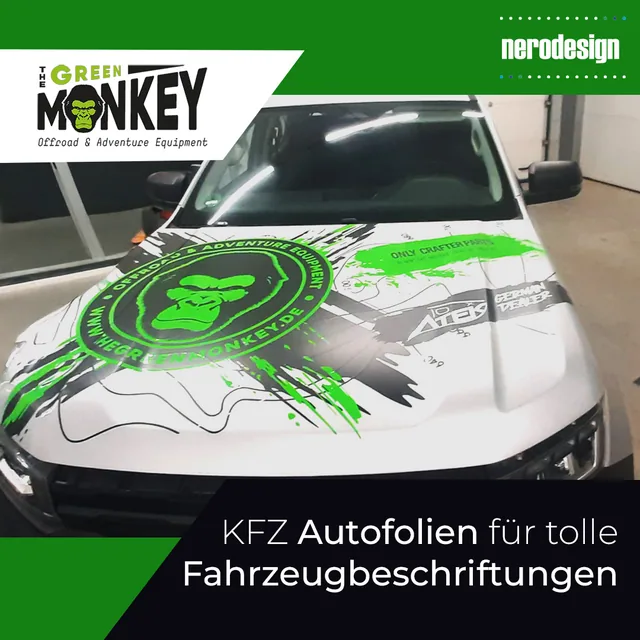 Fahrzeugbeschriftung für THE GREEN MONKEY, umgesetzt von Nerodesign – Ansicht 3