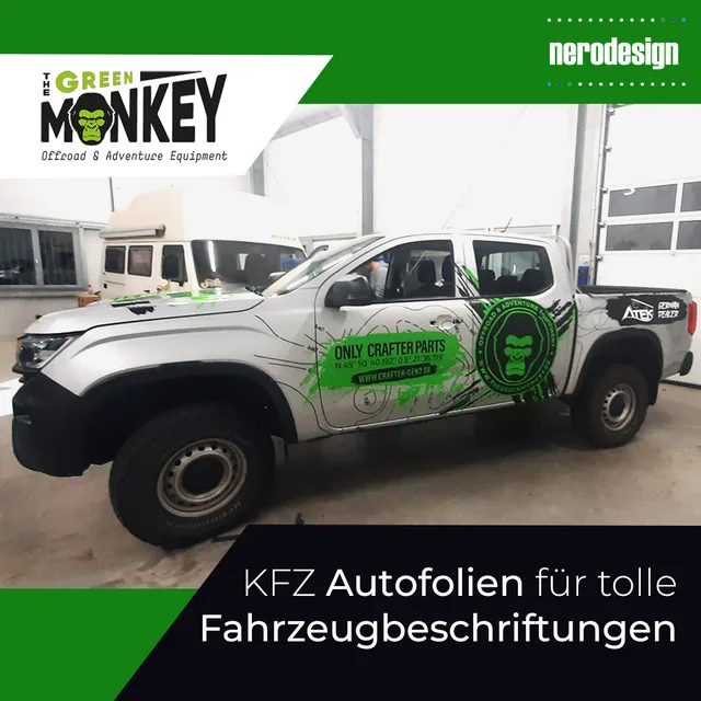 Fahrzeugbeschriftung für THE GREEN MONKEY, umgesetzt von Nerodesign – Ansicht 4