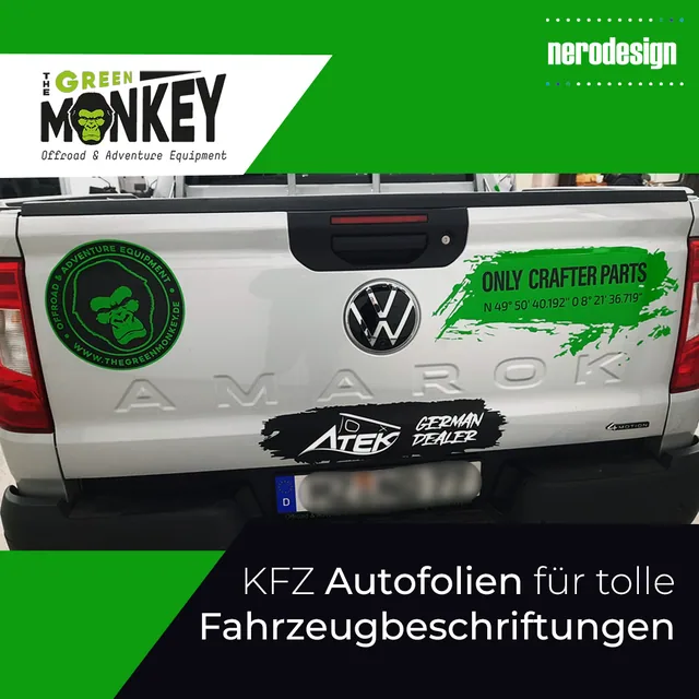 Fahrzeugbeschriftung für THE GREEN MONKEY, umgesetzt von Nerodesign – Ansicht 5
