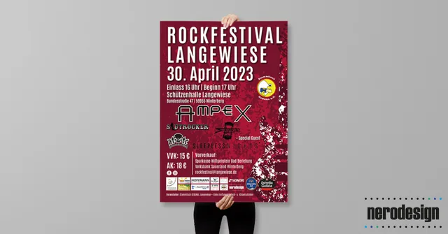 Print Design für Rockfestival Langewiese, umgesetzt von Nerodesign – Ansicht 1