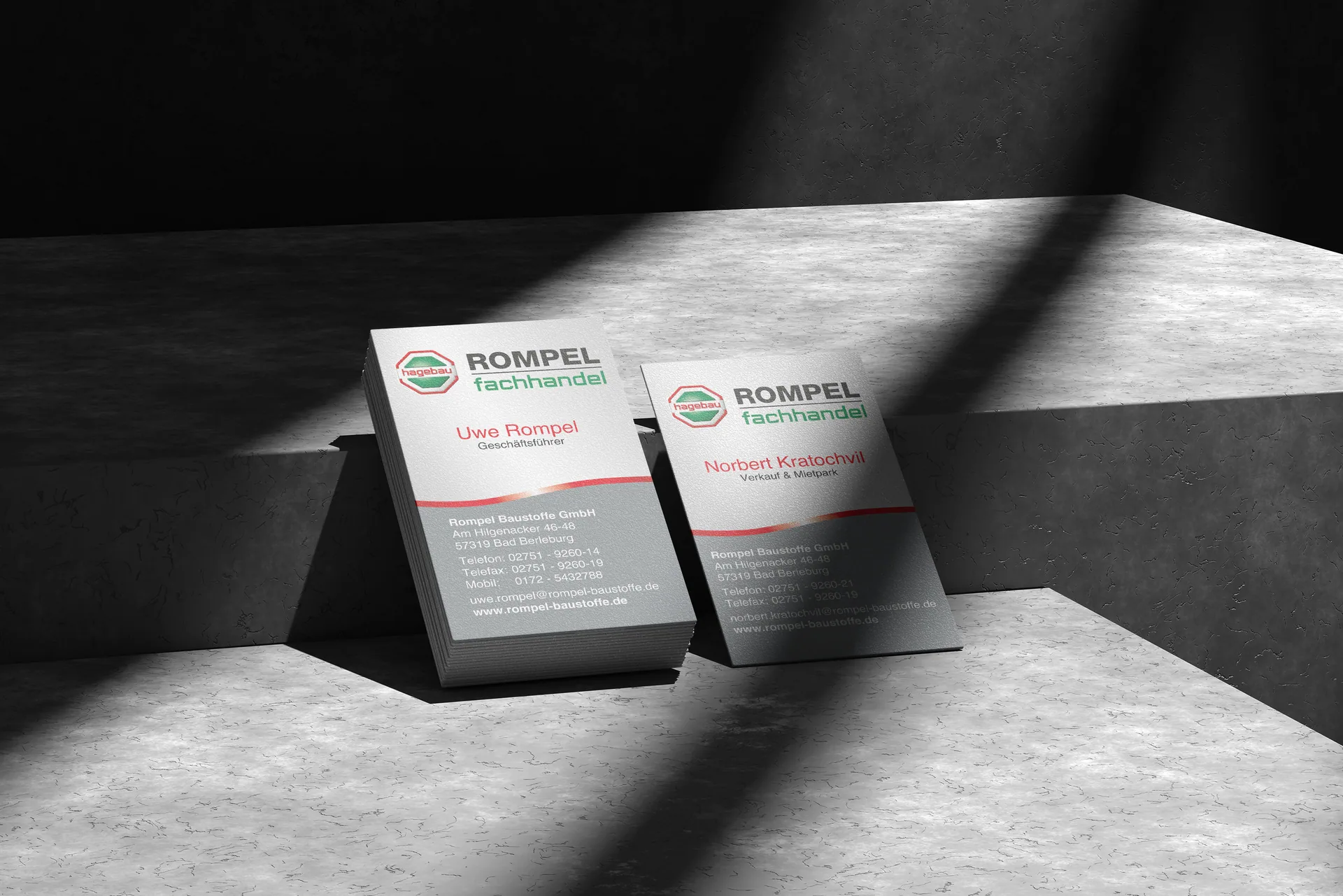 Print Design für Rompel Baustoffe GmbH, umgesetzt von Nerodesign – Ansicht 1