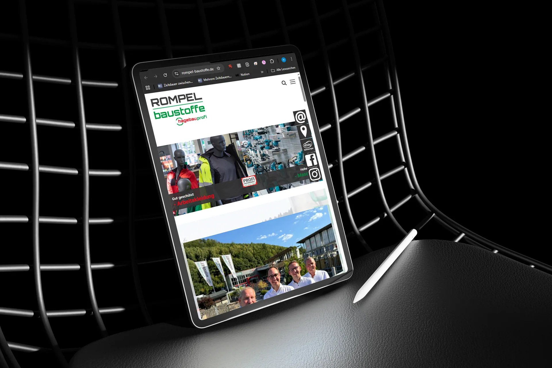Webdesign für Rompel Baustoffe GmbH, umgesetzt von Nerodesign – Ansicht 3
