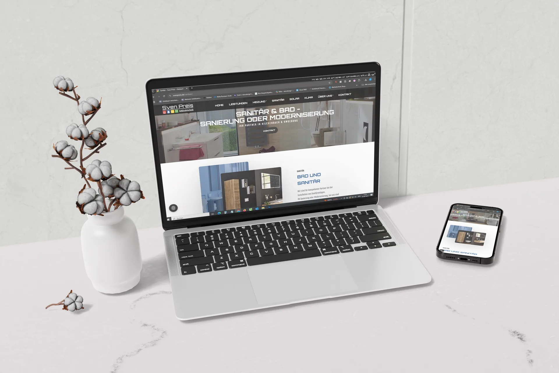Webdesign für Sven Preis – Gebäudetechnik, umgesetzt von Nerodesign – Ansicht 2