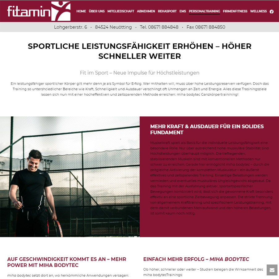 Fitamin Fitnessstudio Webseite